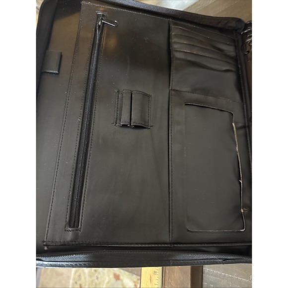 Buxton Velvet Touch Cowhide Black Leather Portfolio Notepad Binder 12.5"x10.5" - Picture 10 of 16